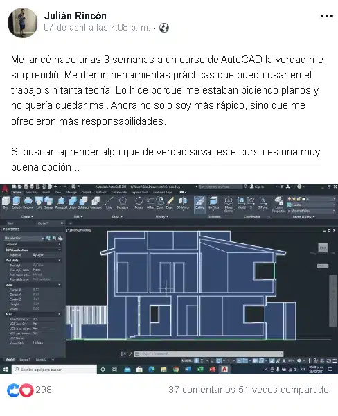Testimonio curso de autocad julian rincon